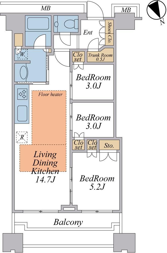 3LDK Apartment for Sale in Shinjuku, Tokyo - 60m² - Thumbnail 3