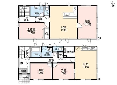 4LDK House for Sale in Kaminoyama, Yamagata - 137m2 — Floorplan, Kaminoyama, Yamagata