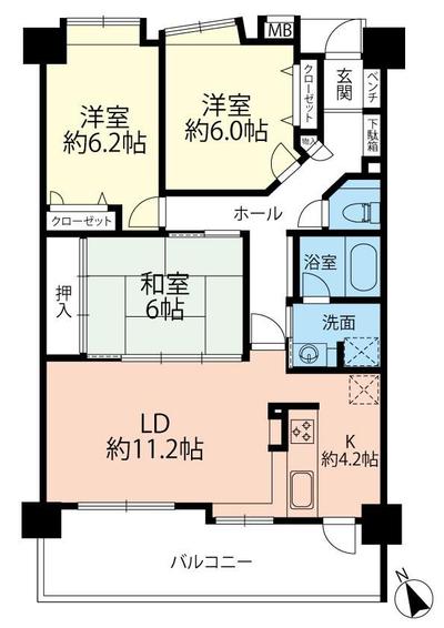 3LDK Apartment for Sale in Higashi-ku, Fukuoka City — Floorplan, Higashi, Fukuoka