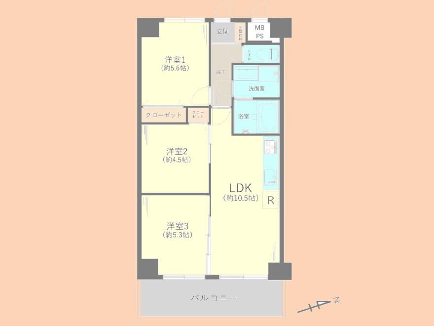 3LDK Apartment for Sale in Yamato, Kanagawa - 57.75m2 - Thumbnail 3